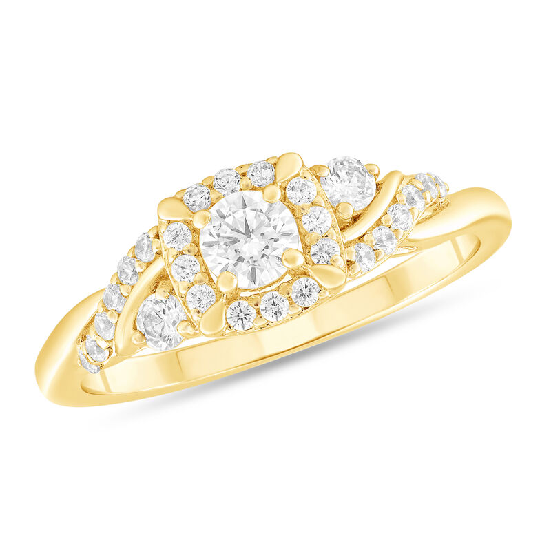 Round Diamond 1/2ctw. Halo Engagement Ring in 14k Yellow Gold image number null